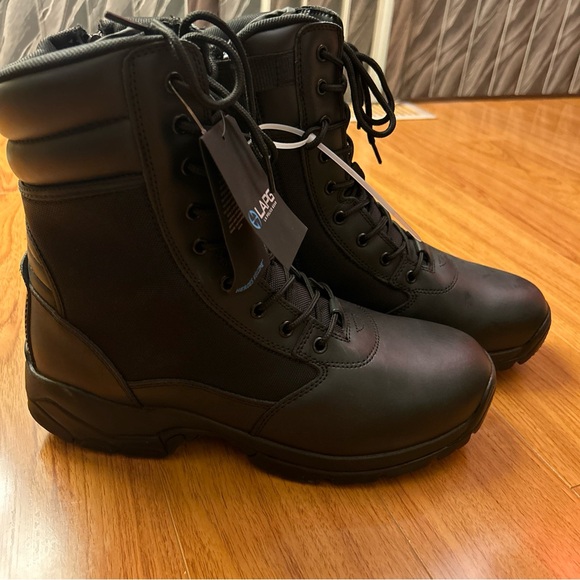 LAPG Men's Core 8" Side-Zip Tactical Work Boots, Lightweight and Durable Suede - Picture 2 of 10